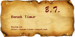 Benek Timur névjegykártya